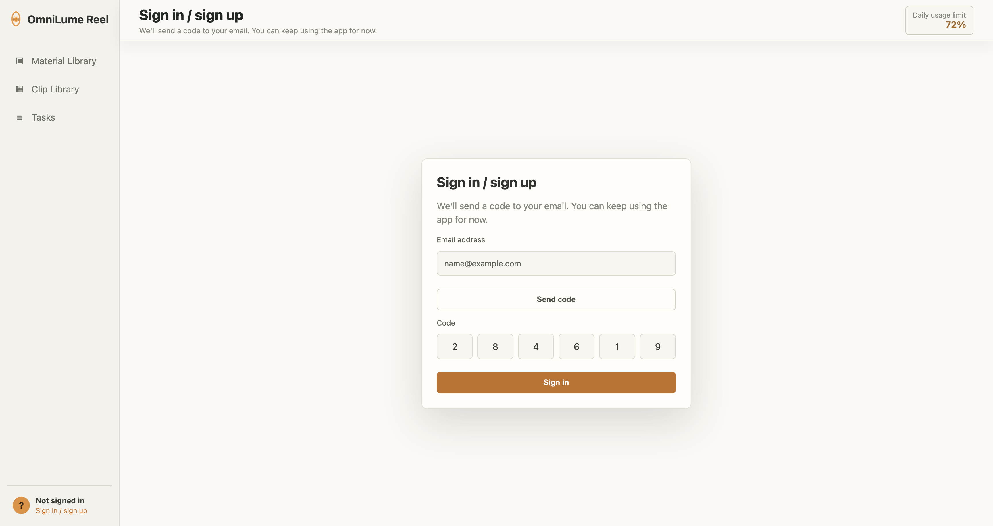 Sign-in entry