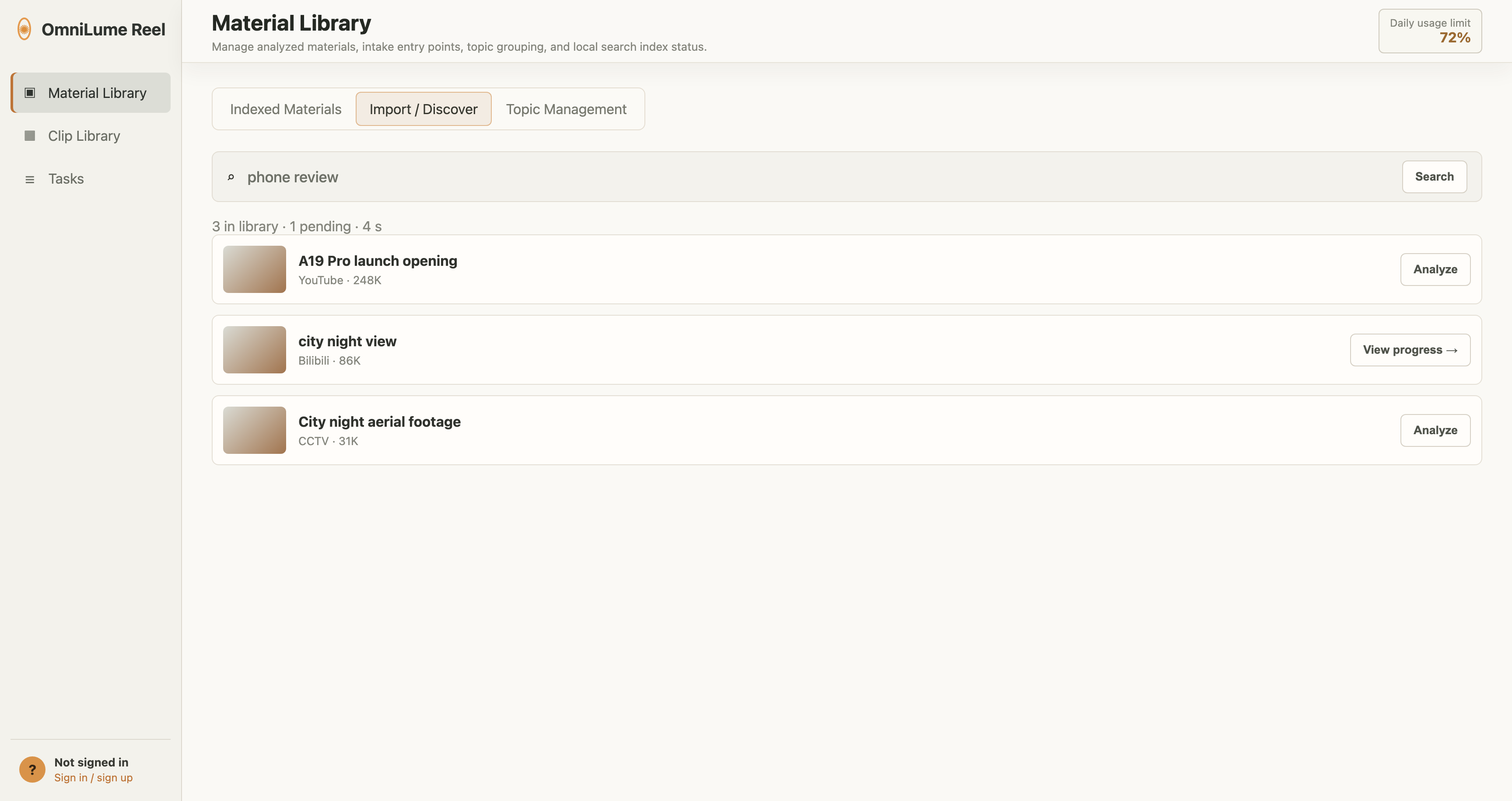 Platform search results